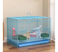 Foldable Rabbit Cage with PVC Tray 1cm Encrypted Spacing Multi-Door Design Feeding Box Encrypted Foot Pad for Rabbits/Cats/Guinea Pigs, 2 Sizes, 5 Colors Available(Blue,50 * 33 * 33cm)