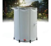 Foldable Rain Barrel with Stand and Tap 380L Water Storage Tank System for Rainwater Collection Gray Garden Water Butt with Zipper Cover
