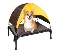 Foldable Raised Dog Bed, 2 In-1 Waterproof Elevated Pet Cot With Breathable Mesh UV Protection Canopy,Removable Raised Pet Cot For Small And Medium Pets, 43x55x57cm,Cooling Bed