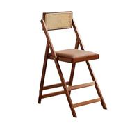 Foldable Rattan Dining Chair with Bamboo Accent, No Assembly Required, Perfect for Patio, Living Room, Kitchen, Reading Room - Stylish & Space-Saving Design