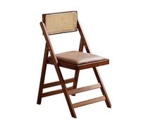 Foldable Rattan Dining Chair with Bamboo Accent, No Assembly Required, Perfect for Patio, Living Room, Kitchen, Reading Room - Stylish & Space-Saving Design