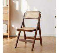 Foldable Rattan Dining Chairs with Solid Wood e Arm Free Retro Weave Design Portable Seating Solution for Kitchen Dining Room and Events