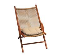 Foldable Rattan Recliner Chair with PE Gel Rattan - Stackable Design, 330 lbs Capacity, Ideal for Bedroom, Garden, Park, Camping - Stylish Beige Outdoor Furniture