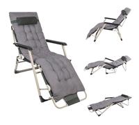 Foldable Reclining Garden Lounge Chair with Cushions Removable Headrest Durable Epoxy Frame Perfect Outdoor Furniture for Patio & Lawn Relaxation