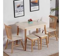 Foldable Rectangular Dining Table for 2-6 People Space-Saving Extendable Kitchen Table with Wooden Legs Perfect for Small Spaces and Family Gatherings