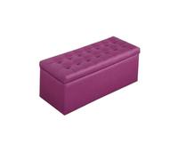 Foldable Rectangular Faux Leather Storage Pouf - Elegant Quilted Ottoman for Bedroom (Set of 2 80 cm) - Space-Saving Modern Decor Solution