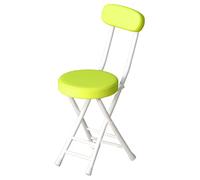 Foldable Red PU Stool with Backrest - Portable Round Padded Chair for Kitchen, Office, and Changing Table - Lightweight, Space-Saving Design for Easy Storage