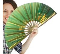 Foldable Reflective Performance Fan - Folding Pop Fan | Fantasy Holographic Effect | Performance Properties for Carnival Rainbow Outfits Music Festivals