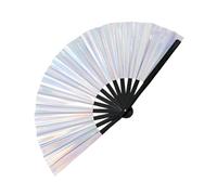 Foldable Reflective Performance Fan - Folding Pop Fan | Fantasy Holographic Effect | Performance Properties for Carnival Rainbow Outfits Music Festivals