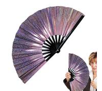 Foldable Reflective Performance Fan - Folding Pop Fan | Fantasy Holographic Effect | Performance Properties for Carnival Rainbow Outfits Music Festivals