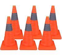 Foldable Reflective Safe Cones, 45cm Traffic Warning Cones for Outdoor Driveways, Parking Lots, Construct Bers, with LED Lights (8 Pack)