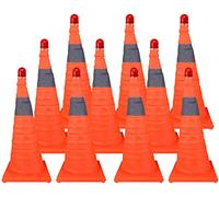 Foldable Reflective Safe Cones, Traffic Cones for Outdoor Use, Versatile Construct Bers, LED Lighted (8 Pack) - 45 cm for Driveways & Parking