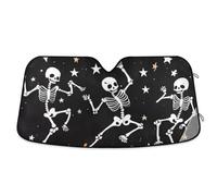 Foldable Reflective Sun Shade Windshield Sun Shade for Women Parasol para parabrisas delantero Dancing Skeletons and Pumpkins Halloween Night Scene