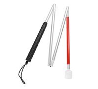 Foldable Reflective Walking Stick, Non Slip Blind Cane Stick with Red Reflective Tape Aluminium Alloy Walking Sticks for Outdoor Hiking Cane 43.3in