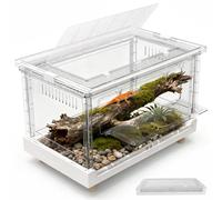 Foldable Reptile Terrarium Tank, 30 Gallon Transparent Bearded Dragon Tank, Front Opening Snake Enclosure Cages 27.6"x17"x15.6" with Lockable Doors and Metal Mesh Roof for Lizard Gecko Spider Turtles