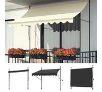 Foldable Retractable Outdoor Awning HighGrade Polyester Fabric & Aluminum Alloy No Drilling Installation Perfect for Terraces Balconies Patios & Cafes 100cm