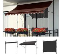 Foldable Retractable Outdoor AwningHighDensity Polyester Fabric & Aluminum Alloy No Drilling Installation Perfect for Patios Balconies Terraces & CafesBrown 100cm