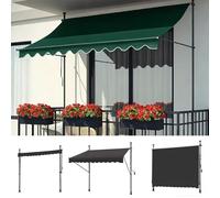Foldable Retractable Outdoor Canopy HighDensity Polyester Fabric & Aluminum Alloy Frame No Drilling Installation Perfect for Patios Balconies Terraces Cafes - Dark Green 100cm