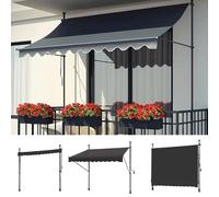 Foldable Retractable Outdoor Canopy HighDensity Polyester Fabric & Aluminum Alloy No Drilling Installation Perfect for Terraces Balconies Patios Cafes - Dark Gray 100cm