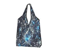 Foldable Reusable Shopping Bag Abstract Neurons Large Grocery Tote With Carry Handles