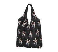 Foldable Reusable Shopping Bag Bowling Ball Hawaii Beach Large Grocery Tote With Carry Handles