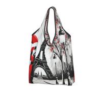 Foldable Reusable Shopping Bag Paris European France Large Grocery Tote With Carry Handles