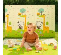 Foldable Reversible Baby Play Mat - 180 x 200 x 1cm Extra Large Waterproof Foam Crawling Mat | Non-Toxic, Soft & Portable Floor Playmat for Infants, Toddlers, Nursery, Bedroom, Playroom (Style 1)