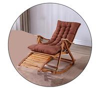 Foldable Rocking Chair, Adjustable Bamboo Elderly Recliner, With Cotton Pad And Retractable Footrest, Portable Garden Balcony Sun Lounger, Load 200kg(Color:brown)