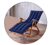 Foldable Rocking Chair,Adjustable Bamboo Elderly Recliner, With Cotton Pad, Sun Lounger For Outdoor Garden Balcony Backyard And Terrace, Load 200kg(Color:Chair + blue cushion)