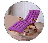 Foldable Rocking Chair,Adjustable Bamboo Elderly Recliner, With Cotton Pad, Sun Lounger For Outdoor Garden Balcony Backyard And Terrace, Load 200kg(Color:Chair+purple cushion)
