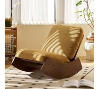 Foldable Rocking Chair for Adults with Footrest, Padded Plush Seat & High Backrest - Comfortable Lounge Chair for Home, Garden, Balcony & Reading