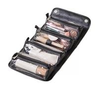 Foldable Roll Up Makeup Bag with Clear Zipper Pockets, Detachable Portable Travel Makeup Organizer Bag, Large Capacity Waterproof Cosmetic Bag for Women, Travel & Daily Use