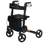 Foldable Rollator Walker Safety Wheelchair Aluminum W/Seat 4 Wheel Black