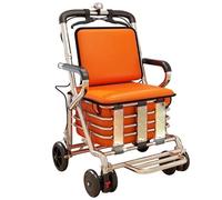 Foldable Rollator Walker with Seat and Storage Basket Walkers for Seniors with Seat Portable Mobility Shopping Cart with Footrest(Orange,91cm/36in)