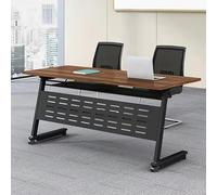 Foldable Roller Conference Table - Mobile Flip Top Meeting Tables with Caster Wheels Rectangular Modular Design for Office and Classroom Use (Dark Wood)