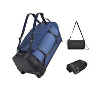 Foldable Rolling Duffle Bag with Wheels - 30" Extra Large Waterproof Travel Backpack with Shoe Compartment, Heavy Duty TSA-Approved Luggage for Men’s Camping, Sports, and Airplane Trips, Blue, L