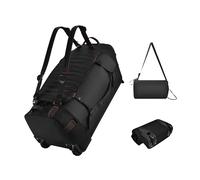 Foldable Rolling Duffle Bag with Wheels - 30" Extra Large Waterproof Travel Backpack with Shoe Compartment, Heavy Duty TSA-Approved Luggage for Men’s Camping, Sports, and Airplane Trips, Black