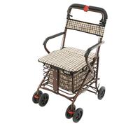 Foldable Rolling Walker for Seniors, Shopping Trolley with Seat, 150KG Mobility Walker, Rolling Grocery Cart, 4 Wheels with Brakes, Portable Walker for Elderly, Adults (Bronze)