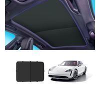 Foldable Roof Sunshade Compatible for Porsche Taycan 4, 4S, GTS, Turbo & Turbo S Accessories Upgraded Heat Reflective Car Interior Window Sunroof Sun Shade (Black, 4-Door Sedan)