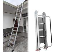 Foldable Roof Top Loft Ladders with Wide Pedal, Climbing Loft Steps with Adjustable Anti-Slip Foot Caps, 8-14 Step Aluminum Fire Escape Ladder(11 step-320cm (126"))