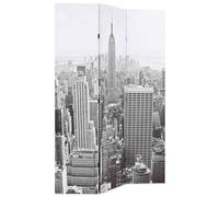 Foldable Room Divider 120 x 170 cm Screen with Wooden Frame and Fabric, Privacy Screen Divider for Living Room Bedroom Office Printed on Both Sides New York Black and White Urban Look