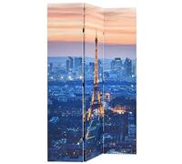 Foldable Room Divider 120 x 170 cm with Wooden Frame, Screen Privacy Screen and Divider, Printed on Both Sides with Paris at Night Freestanding Foldable for Living Room Bedroom Office