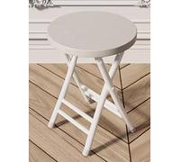 Foldable Round Bar Stool | 45 cm Portable Stool | No Backrest | Easy Folding Sturdy & Space-Saving Design | Ideal for Bar Dining Office & Events (White Oak)