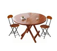 Foldable Round Dining Table, 60-100cm Sizes, X-Shaped Exterior Stand, Thick Smooth Tabletop, with 2 Folding Stool, No Installation Required, for Dining/Working (Fits 1-8 People),60×54cm,B