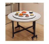 Foldable Round Dining Table Expandable Kitchen Table Space-Saving Folding Table for Small Dining Rooms & Kitchens Portable 100cm White B Design
