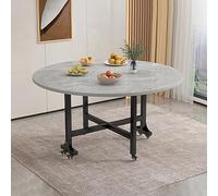 Foldable Round Dining Table Extendable Drop Leaf Wood Table for Small Spaces Compact Kitchen & Living Room Furniture Grey 150x23.2x75cm
