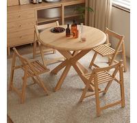 Foldable Round Dining Table Set with 4 Chairs Space-Saving Design No Assembly Required Perfect for 2-6 People Kitchen & Dining Furniture