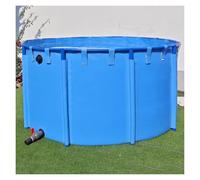 Foldable Round Fish Pond with PVC Frame and Drain Valve - Portable Indoor/Outdoor Water Storage Tank for Fish and Turtles