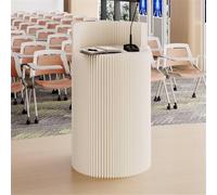 Foldable Round Paper Podium - Portable Mobile Lectern for Churches, Conferences & Speeches, Brown Presentation Stand, 60x108cm Reception Desk, Lightweight & Versatile