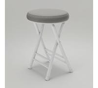 Foldable Round Stool 50cm Lightweight Portable Kitchen Chair Padded Bar Stool Max Load 150kg Stylish Grey & White Design Ideal for Dining & Events